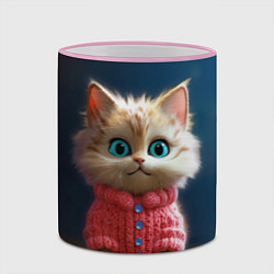 Кружка 3D Котик в розовом свитере, цвет: 3D-розовый кант — фото 2