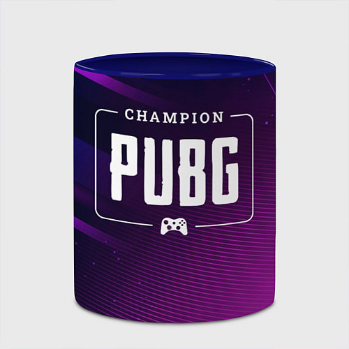 Кружка цветная PUBG gaming champion: рамка с лого и джойстиком на / 3D-Белый + синий – фото 2