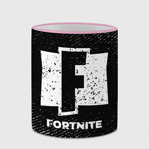 Кружка цветная Fortnite с потертостями на темном фоне / 3D-Розовый кант – фото 2