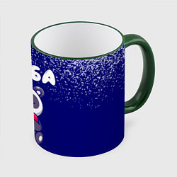 Кружка 3D Люба панда с сердечком, цвет: 3D-зеленый кант