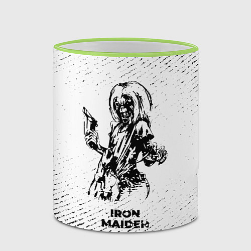Кружка цветная Iron Maiden с потертостями на светлом фоне / 3D-Светло-зеленый кант – фото 2