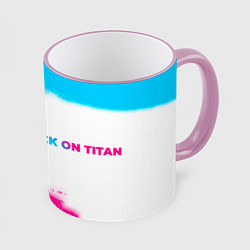 Кружка цветная Attack on Titan neon gradient style: надпись и сим