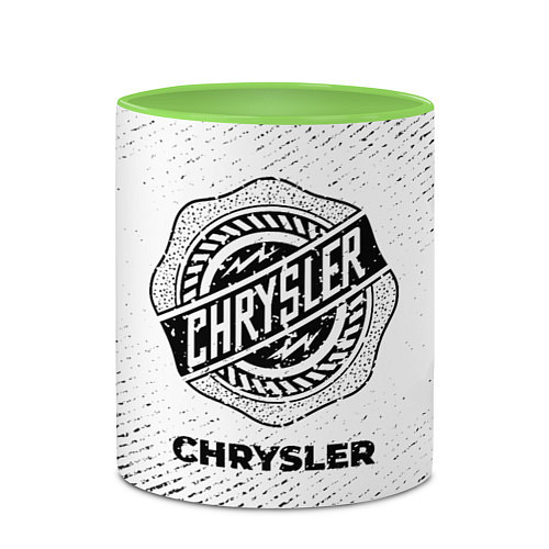Кружка цветная Chrysler с потертостями на светлом фоне / 3D-Белый + светло-зеленый – фото 2