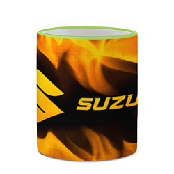 Кружка 3D Suzuki - gold gradient: надпись и символ, цвет: 3D-светло-зеленый кант — фото 2