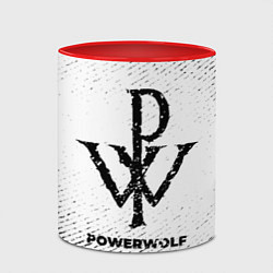 Кружка 3D Powerwolf с потертостями на светлом фоне, цвет: 3D-белый + красный — фото 2