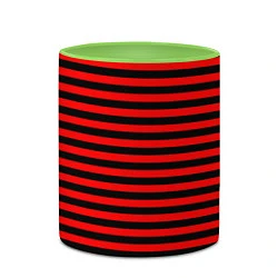 Кружка 3D Черно-красные полосы, цвет: 3D-белый + светло-зеленый — фото 2