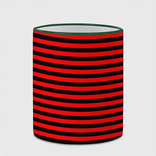 Кружка цветная Черно-красные полосы / 3D-Зеленый кант – фото 2