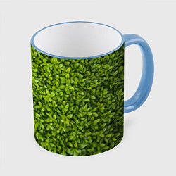 Кружка 3D Зеленая травка, цвет: 3D-небесно-голубой кант