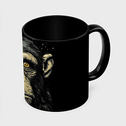Кружка 3D Портрет обезьяны: арт нейросети, цвет: 3D-белый + черный
