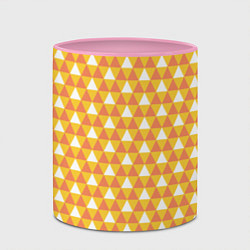 Кружка 3D Узор с оранжевыми, желтыми и белыми треугольниками, цвет: 3D-белый + розовый — фото 2