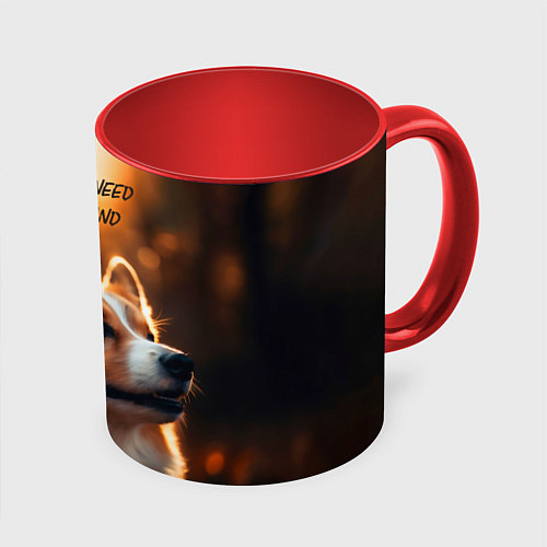 Кружка цветная Любовь и корги / 3D-Белый + красный – фото 1
