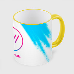 Кружка 3D Twenty One Pilots neon gradient style, цвет: 3D-желтый кант