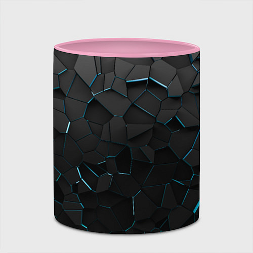 Кружка цветная Плиты с синей неоновой подсветкой / 3D-Белый + розовый – фото 2