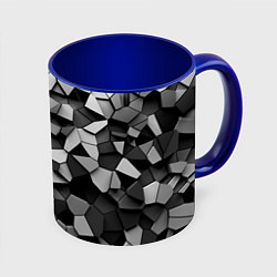 Кружка 3D Серые стальные плиты, цвет: 3D-белый + синий
