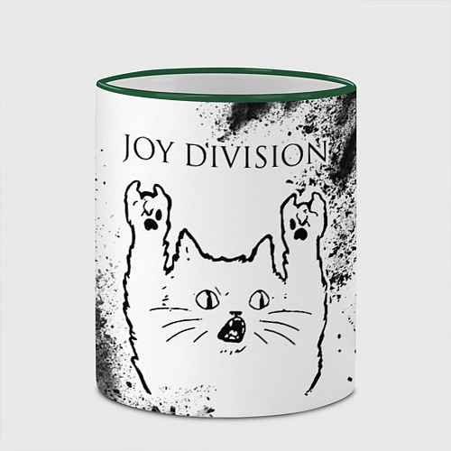 Кружка цветная Joy Division рок кот на светлом фоне / 3D-Зеленый кант – фото 2