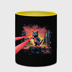 Кружка 3D Котозилла разрушает, цвет: 3D-белый + желтый — фото 2