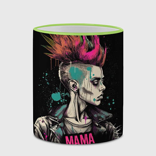 Кружка цветная Мама анархия / 3D-Светло-зеленый кант – фото 2