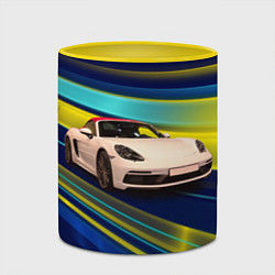 Кружка 3D Спортивная немецкая машина Porsche 911, цвет: 3D-белый + желтый — фото 2