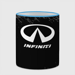 Кружка 3D Infiniti speed на темном фоне со следами шин, цвет: 3D-небесно-голубой кант — фото 2