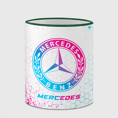 Кружка цветная Mercedes neon gradient style / 3D-Зеленый кант – фото 2