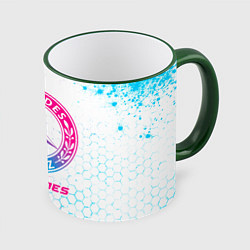 Кружка 3D Mercedes neon gradient style, цвет: 3D-зеленый кант