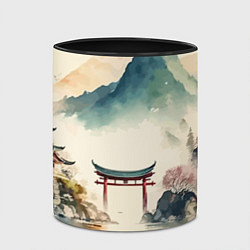 Кружка 3D Японский пейзаж - акварель, цвет: 3D-белый + черный — фото 2