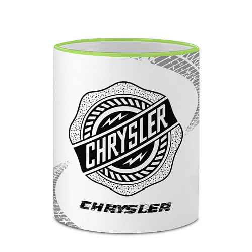 Кружка цветная Chrysler speed на светлом фоне со следами шин / 3D-Светло-зеленый кант – фото 2
