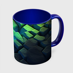 Кружка 3D Неоновые разломленные плиты, цвет: 3D-белый + синий