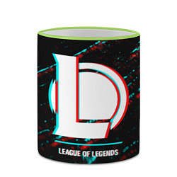 Кружка 3D League of Legends в стиле glitch и баги графики на, цвет: 3D-светло-зеленый кант — фото 2