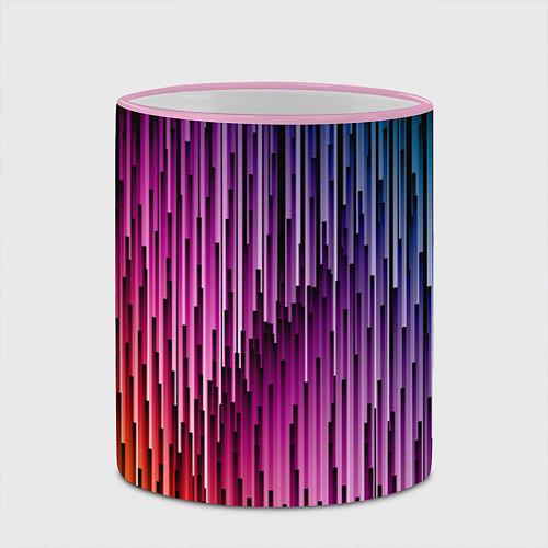 Кружка цветная Радужные узор полосы / 3D-Розовый кант – фото 2