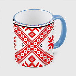 Кружка 3D Удмуртский стиль, цвет: 3D-небесно-голубой кант