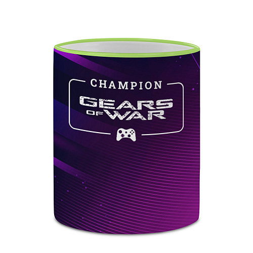 Кружка цветная Gears of War gaming champion: рамка с лого и джойс / 3D-Светло-зеленый кант – фото 2