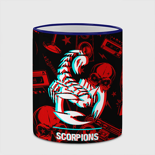 Кружка цветная Scorpions rock glitch / 3D-Синий кант – фото 2