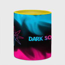 Кружка 3D Dark Souls - neon gradient: надпись и символ, цвет: 3D-белый + желтый — фото 2