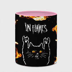 Кружка 3D In Flames рок кот и огонь, цвет: 3D-белый + розовый — фото 2