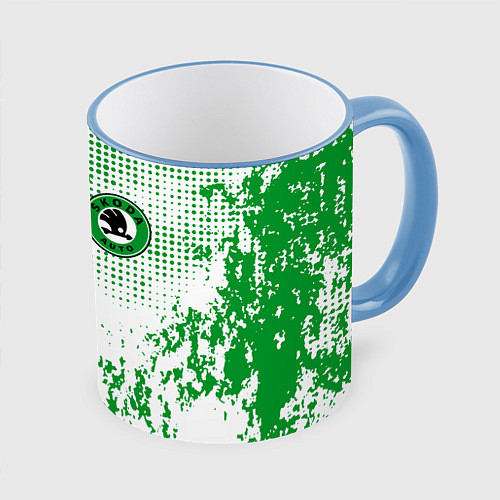 Кружка цветная Skoda auto logo / 3D-Небесно-голубой кант – фото 1