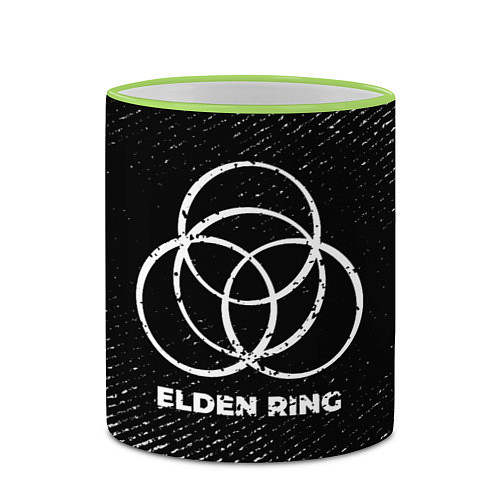Кружка цветная Elden Ring с потертостями на темном фоне / 3D-Светло-зеленый кант – фото 2