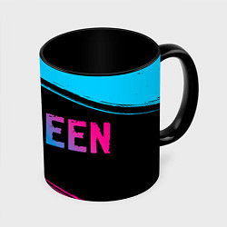 Кружка 3D Queen - neon gradient: надпись и символ, цвет: 3D-белый + черный