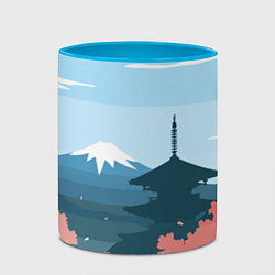 Кружка 3D Вид на Фудзияму - Япония, цвет: 3D-белый + небесно-голубой — фото 2