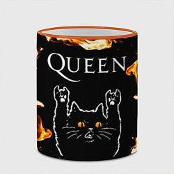 Кружка 3D Queen рок кот и огонь, цвет: 3D-оранжевый кант — фото 2