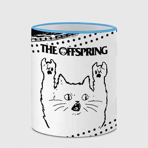 Кружка цветная The Offspring рок кот на светлом фоне / 3D-Небесно-голубой кант – фото 2