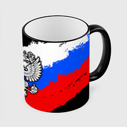 Кружка 3D Триколор - герб РФ, цвет: 3D-черный кант