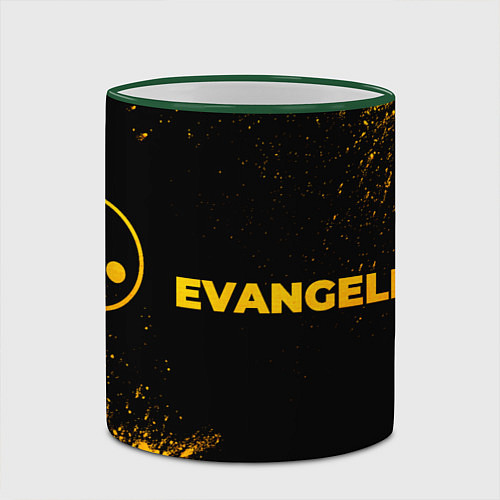 Кружка цветная Evangelion - gold gradient: надпись и символ / 3D-Зеленый кант – фото 2