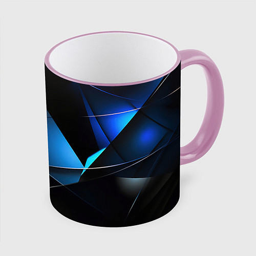 Кружка цветная Blue black texture / 3D-Розовый кант – фото 1