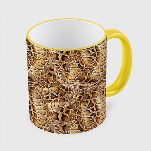 Кружка цветная Змеиный клубок / 3D-Желтый кант – фото 1