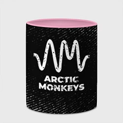 Кружка 3D Arctic Monkeys с потертостями на темном фоне, цвет: 3D-белый + розовый — фото 2