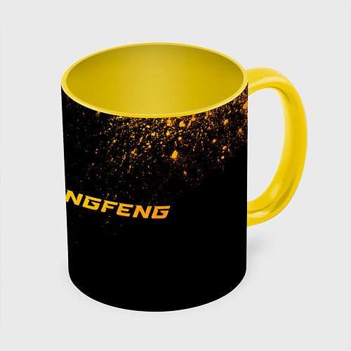 Кружка цветная Dongfeng - gold gradient: надпись и символ / 3D-Белый + желтый – фото 1