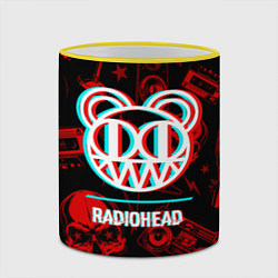 Кружка 3D Radiohead rock glitch, цвет: 3D-желтый кант — фото 2