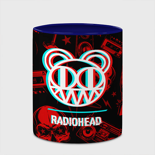 Кружка цветная Radiohead rock glitch / 3D-Белый + синий – фото 2
