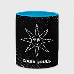 Кружка 3D Dark Souls с потертостями на темном фоне, цвет: 3D-белый + небесно-голубой — фото 2